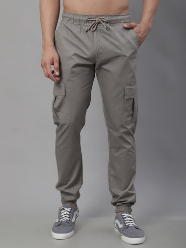 Jainish Men's Casual Cotton Solid Cargo Pants - Light-Grey - Distacart