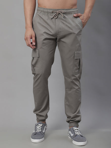 Jainish Men's Casual Cotton Solid Cargo Pants - Light-Grey - Distacart