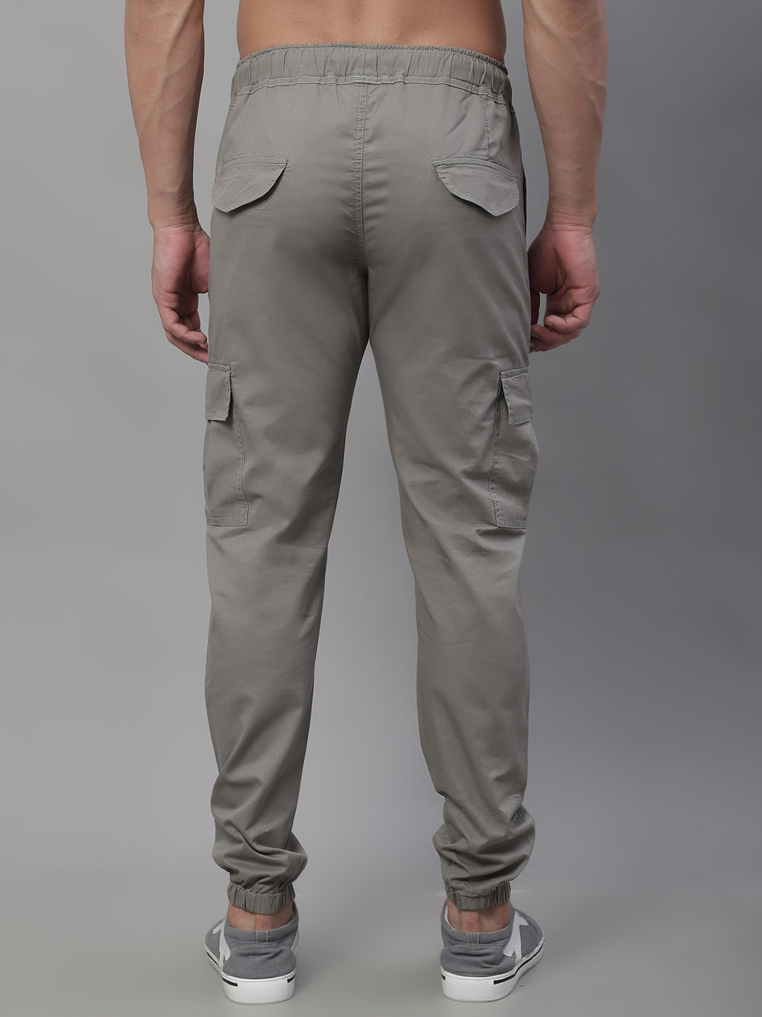 Jainish Men's Casual Cotton Solid Cargo Pants - Light-Grey - Distacart