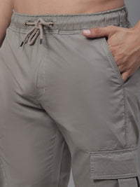 Thumbnail for Jainish Men's Casual Cotton Solid Cargo Pants - Light-Grey - Distacart