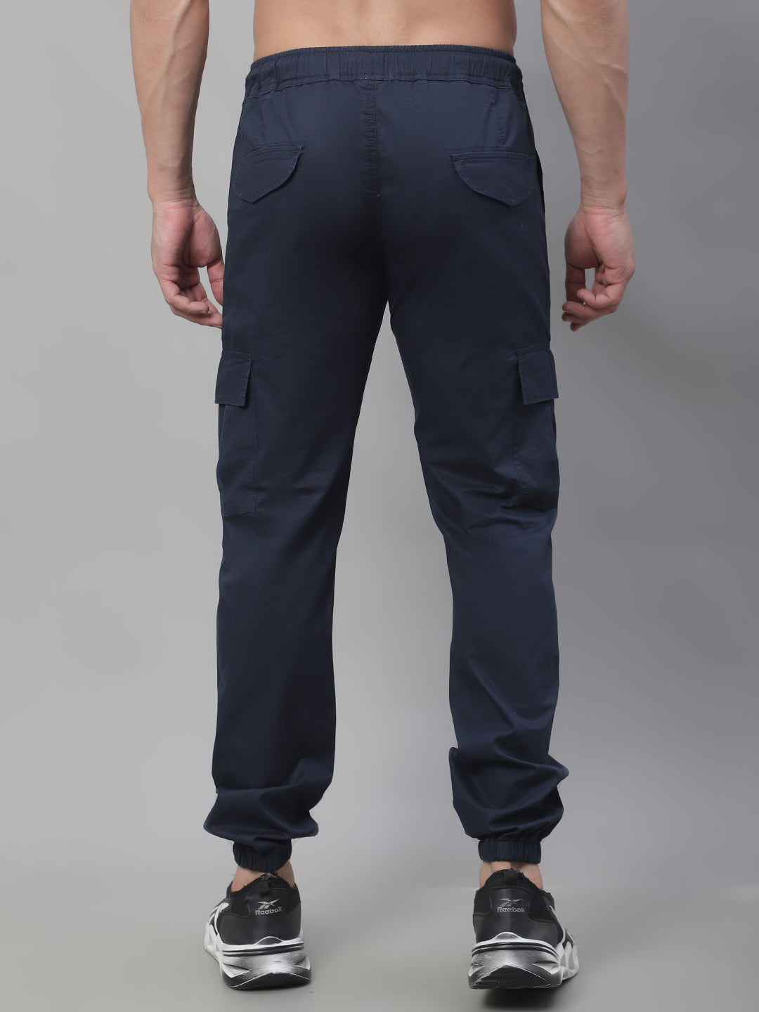 Jainish Men's Casual Cotton Solid Cargo Pants - Navy Blue - Distacart