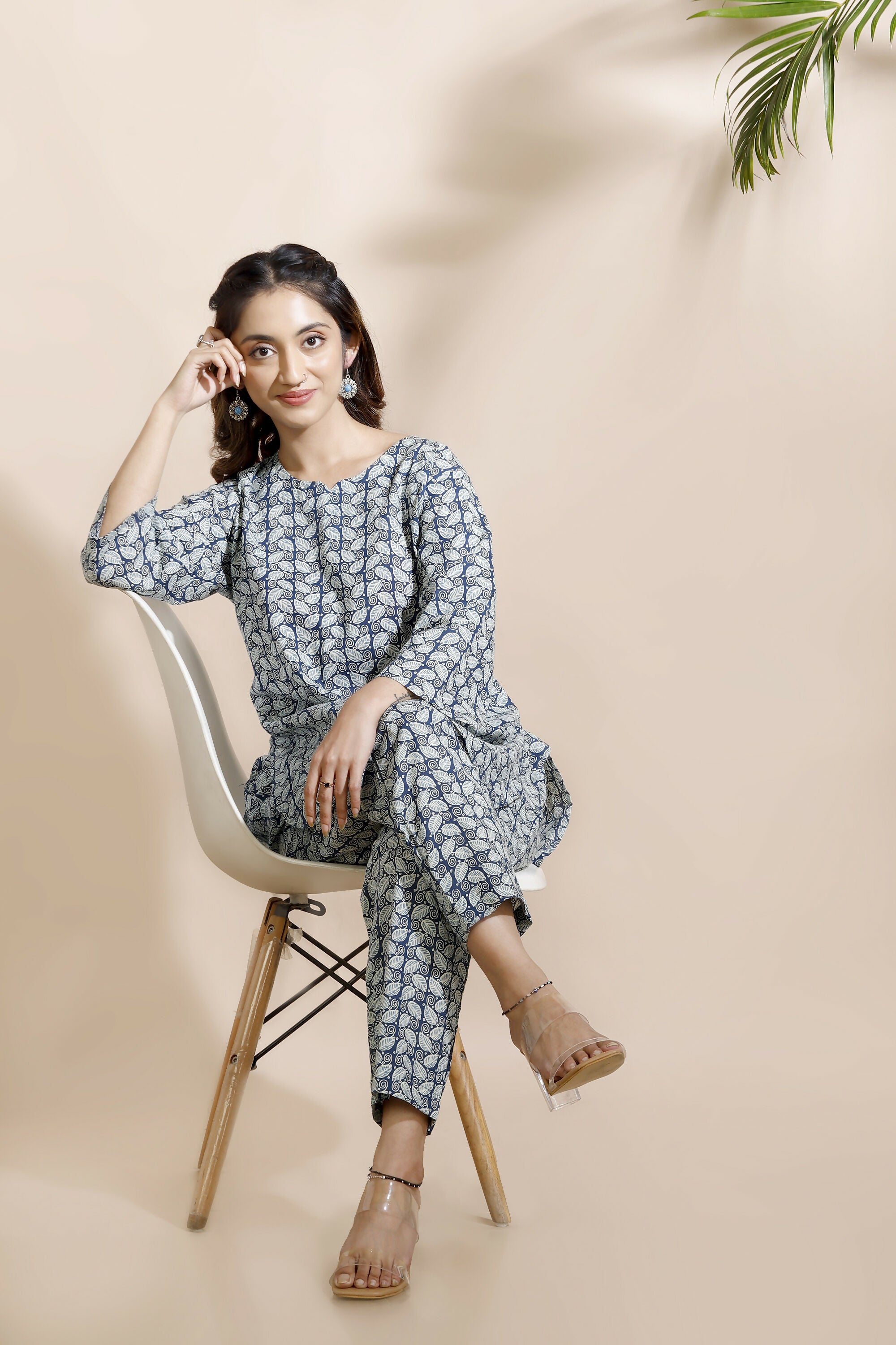 Breathables Abstract Cotton Co-Ord Set – Blue - Dista