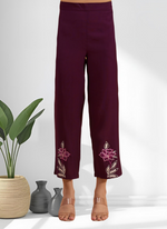 Thumbnail for Joban Fashion Wine Silk Embroidered Readymade Cord Set - Distacart