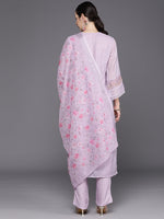 Thumbnail for Indo Era Lavender Embroidered Straight Kurta Trousers With Dupatta Set - Distacart
