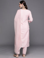 Thumbnail for Indo Era Pink Embroidered Straight Kurta Trousers With Dupatta Set - Distacart