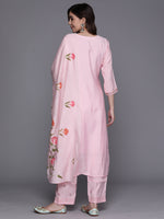 Thumbnail for Indo Era Pink Embroidered Straight Kurta Trousers With Dupatta Set - Distacart