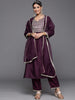 Indo Era Purple Solid Straight Kurta Trouser With Dupatta Set - Distacart