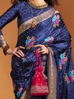 Thumbnail for NOZ2TOZ Women's Satin Silk Navy Blue Woven Design Designer Saree With Blouse Piece - Distacart