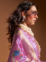 Thumbnail for NOZ2TOZ Women's Satin Silk Mauve Woven Design Designer Saree With Blouse Piece - Distacart