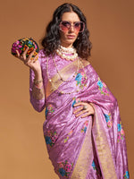 Thumbnail for NOZ2TOZ Women's Satin Silk Mauve Woven Design Designer Saree With Blouse Piece - Distacart