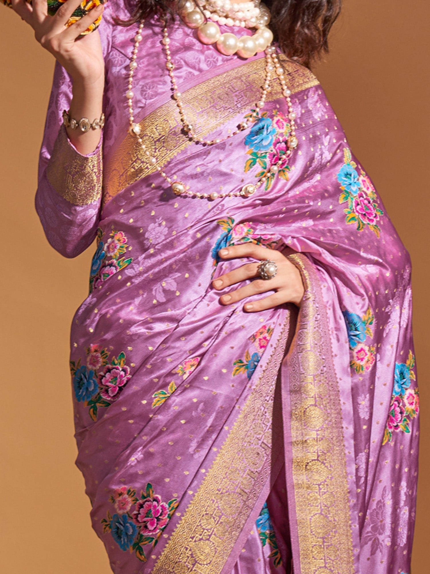 NOZ2TOZ Women's Satin Silk Mauve Woven Design Designer Saree With Blouse Piece - Distacart
