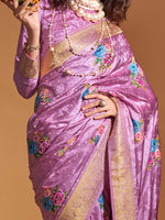 Thumbnail for NOZ2TOZ Women's Satin Silk Mauve Woven Design Designer Saree With Blouse Piece - Distacart