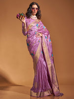 Thumbnail for NOZ2TOZ Women's Satin Silk Mauve Woven Design Designer Saree With Blouse Piece - Distacart