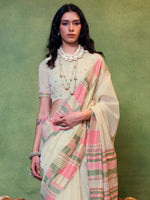 Thumbnail for NOZ2TOZ Women's Silk Blend Cream Woven Design Designer Saree With Blouse Piece - Distacart