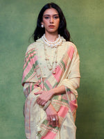 Thumbnail for NOZ2TOZ Women's Silk Blend Cream Woven Design Designer Saree With Blouse Piece - Distacart