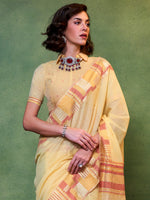 Thumbnail for NOZ2TOZ Women's Silk Blend Yellow Woven Design Designer Saree With Blouse Piece - Distacart