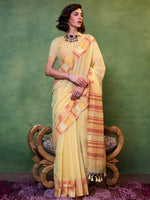 Thumbnail for NOZ2TOZ Women's Silk Blend Yellow Woven Design Designer Saree With Blouse Piece - Distacart