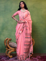 Thumbnail for NOZ2TOZ Women's Silk Blend Pink Woven Design Designer Saree With Blouse Piece - Distacart