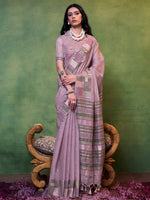 Thumbnail for NOZ2TOZ Women's Silk Blend Mauve Woven Design Designer Saree With Blouse Piece - Distacart
