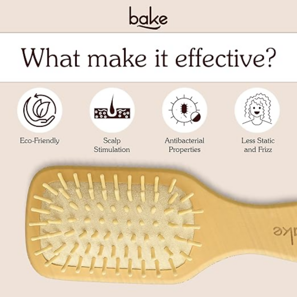 Bake Bamboo Buddy Wooden Hair Brush For Promotes Hair Growth - Distacart