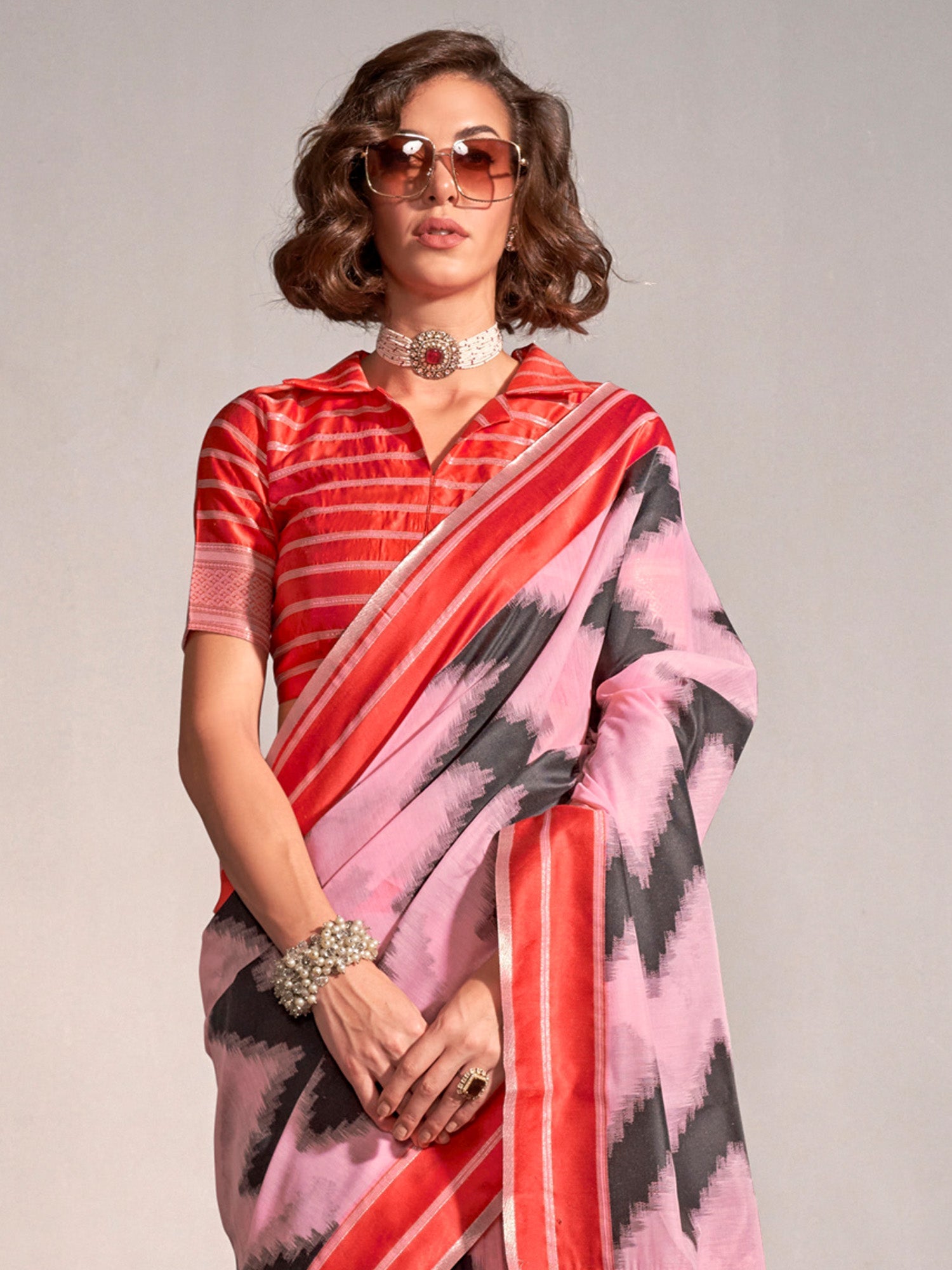 NOZ2TOZ Women's Silk Blend Mauve Woven Design Designer Saree With Blouse Piece - Distacart