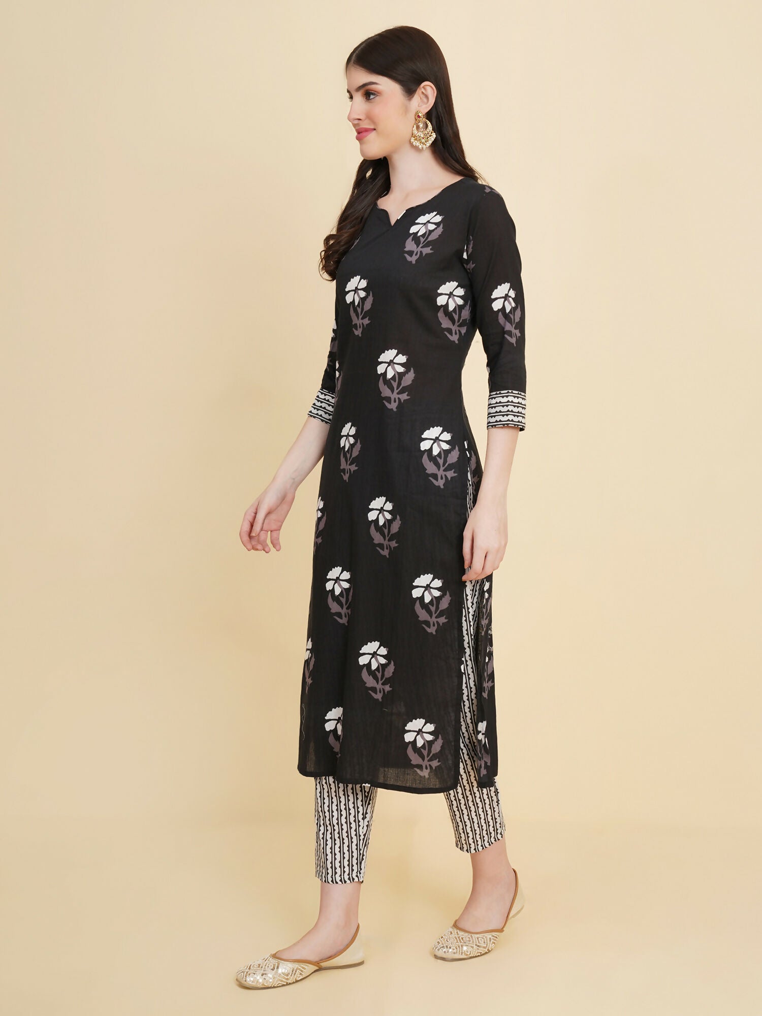 Designer Stylish black Cotton Stitched Suit With Dupatta - Tanisha - Distacart