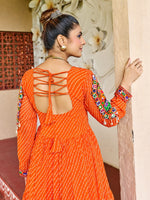Thumbnail for Prazu Fashion Fanta Georgette Bandhani Print Work With Kutchi Patch-Work Navaratri Gown