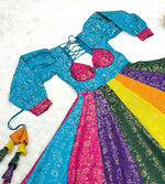 Thumbnail for Prazu Fashion Multi Color Gold-Toned Viscose Weaving Navaratri Gown