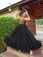 Thumbnail for Prazu Fashion Black Soft Cotton With Gaamathi-Mirror Work Navaratri Gown