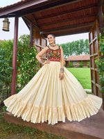 Thumbnail for Prazu Fashion Cream Soft Cotton With Gaamathi-Mirror Work Navaratri Gown