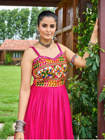Thumbnail for Prazu Fashion Pink Soft Cotton With Gaamathi-Mirror Work Navaratri Gown