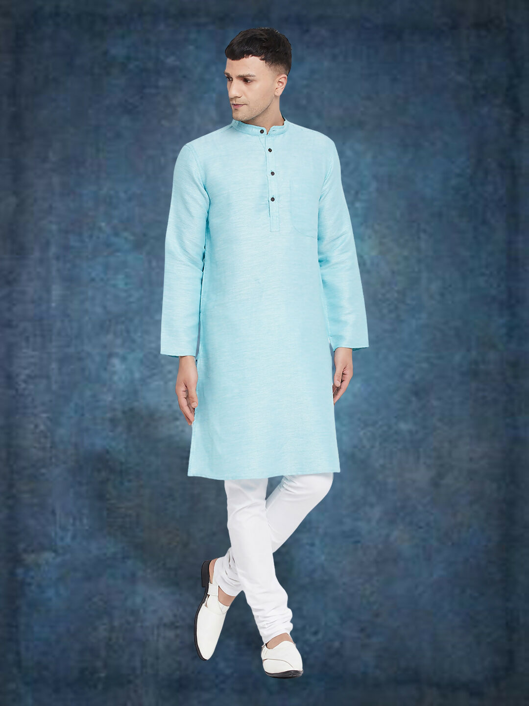 Even Apparels Men's Pure Cotton Turquoise Kurta - Distacart