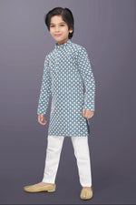 Thumbnail for Neera Trendz Blue Cotton Thread Embroidery Kid's Kurta Pajama - Distacart