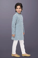 Thumbnail for Neera Trendz Blue Cotton Thread Embroidery Kid's Kurta Pajama - Distacart