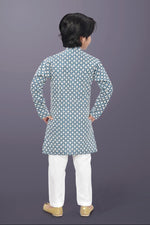 Thumbnail for Neera Trendz Blue Cotton Thread Embroidery Kid's Kurta Pajama - Distacart
