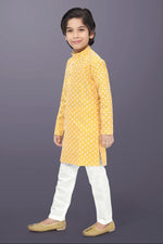 Thumbnail for Neera Trendz Yellow Cotton Thread Embroidery Kid's Kurta Pajama - Distacart