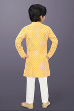 Thumbnail for Neera Trendz Yellow Cotton Thread Embroidery Kid's Kurta Pajama - Distacart