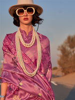 Thumbnail for NOZ2TOZ Women's Tissue Mauve Printed Designer Saree With Blouse Piece - Distacart