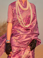 Thumbnail for NOZ2TOZ Women's Tissue Mauve Printed Designer Saree With Blouse Piece - Distacart