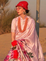 Thumbnail for NOZ2TOZ Women's Tissue Pink Printed Designer Saree With Blouse Piece - Distacart