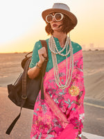 Thumbnail for NOZ2TOZ Women's Tissue Pink Printed Designer Saree With Blouse Piece - Distacart