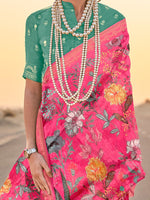 Thumbnail for NOZ2TOZ Women's Tissue Pink Printed Designer Saree With Blouse Piece - Distacart