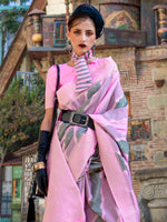 Thumbnail for NOZ2TOZ Women's Soft Silk Pink Woven Design Designer Saree With Blouse Piece - Distacart