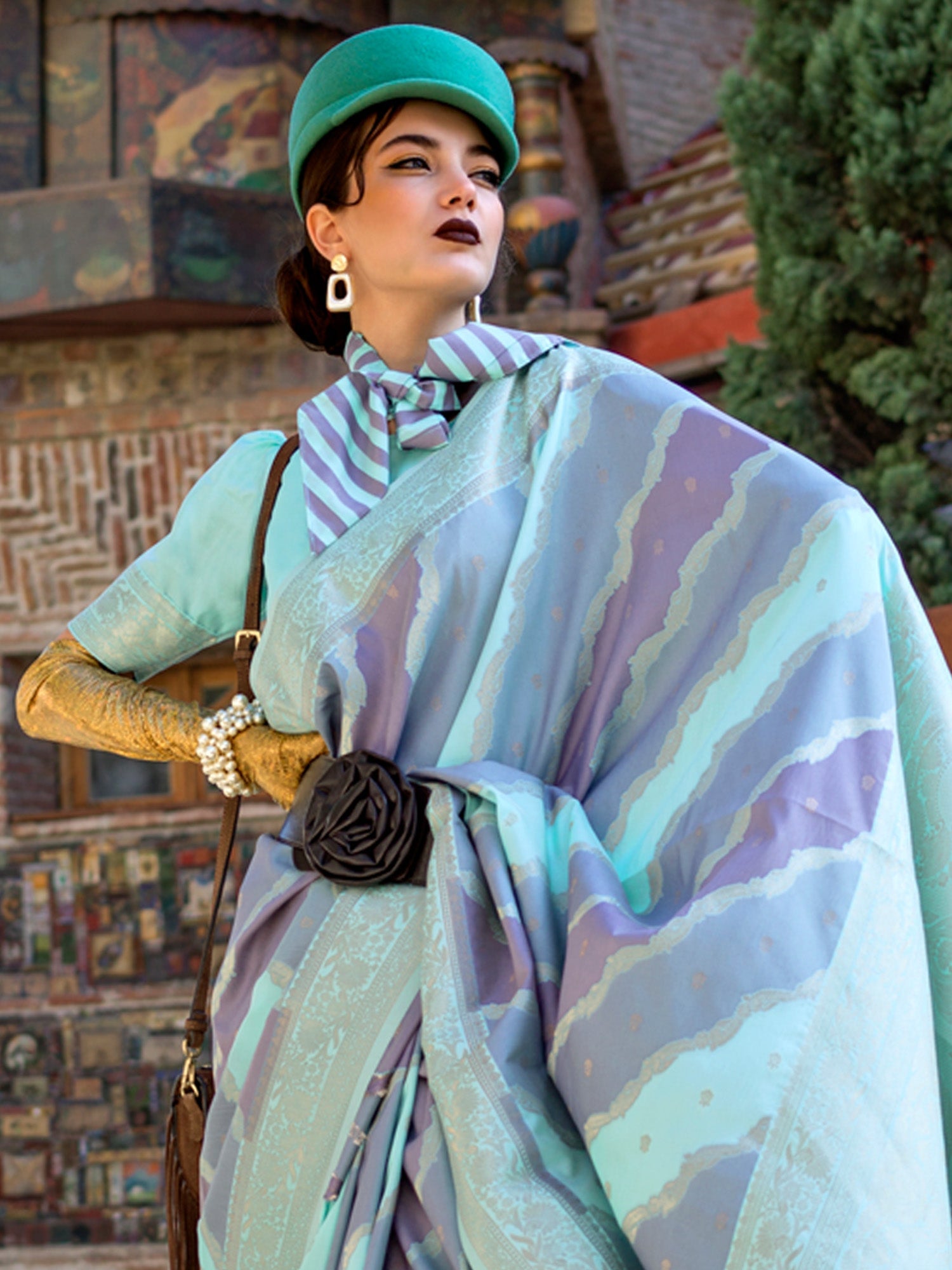 NOZ2TOZ Women's Soft Silk Turquoise Woven Design Designer Saree With Blouse Piece - Distacart