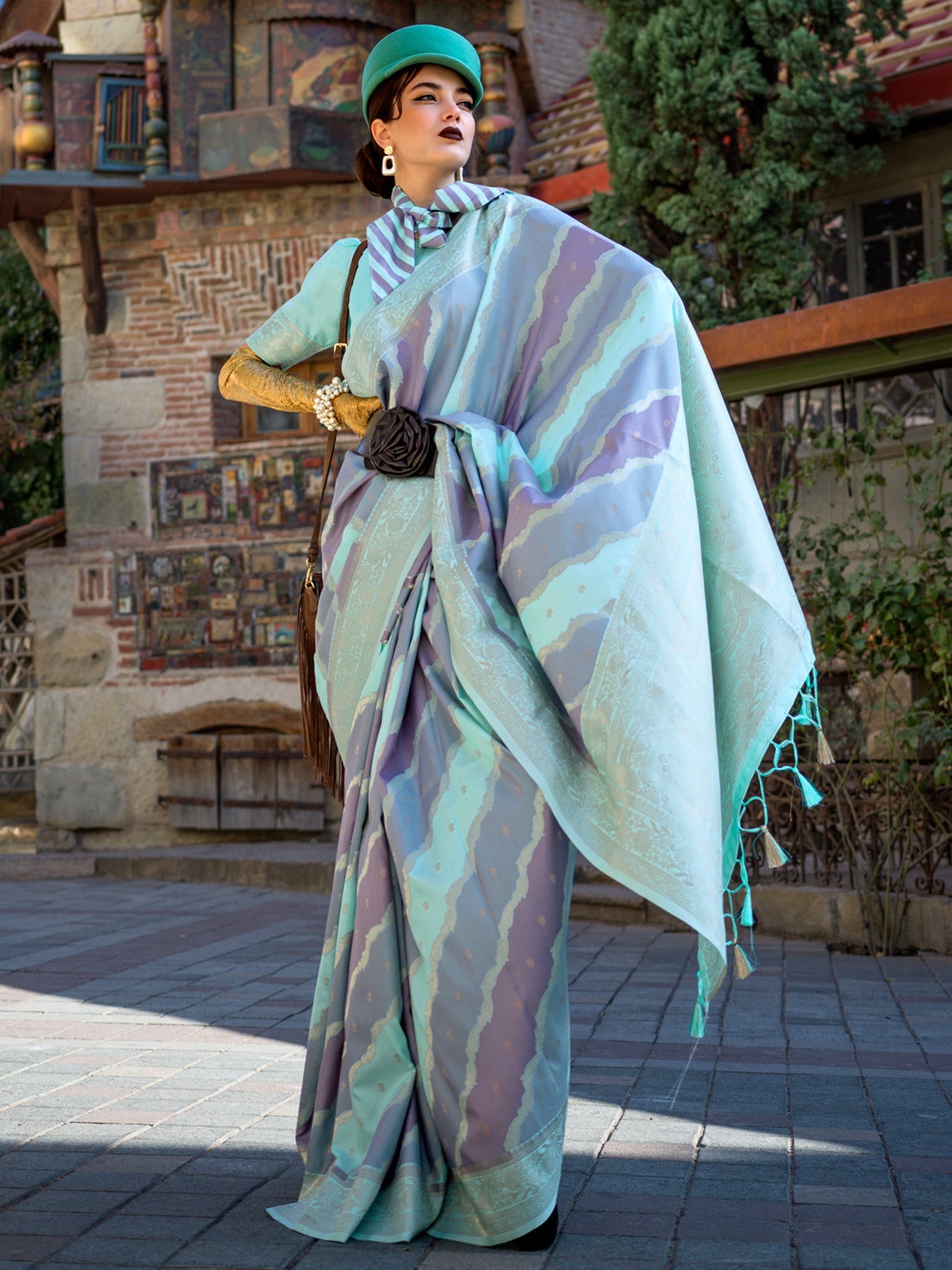 NOZ2TOZ Women's Soft Silk Turquoise Woven Design Designer Saree With Blouse Piece - Distacart