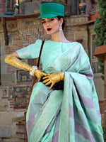 Thumbnail for NOZ2TOZ Women's Soft Silk Sea Green Woven Design Designer Saree With Blouse Piece - Distacart