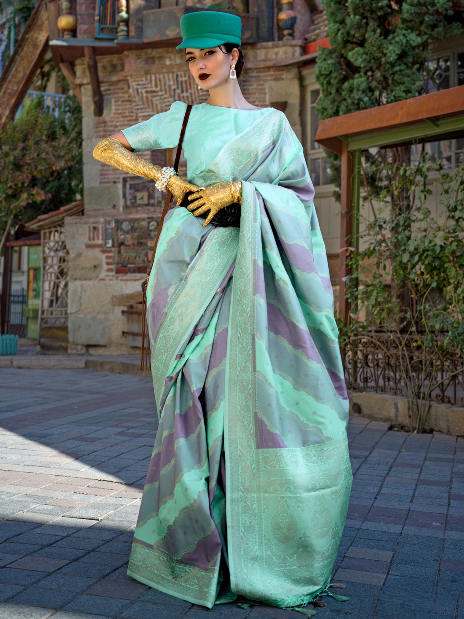 NOZ2TOZ Women's Soft Silk Sea Green Woven Design Designer Saree With Blouse Piece - Distacart