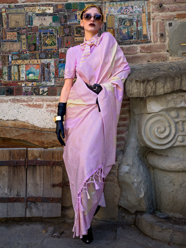 NOZ2TOZ Women's Soft Silk Mauve Woven Design Designer Saree With Blouse Piece - Distacart