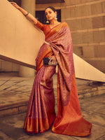 Thumbnail for NOZ2TOZ Women's Silk Blend Mauve Woven Design Designer Saree With Blouse Piece - Distacart