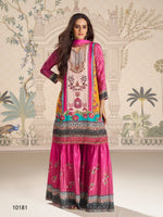 Thumbnail for Aarshi Fashions Pink Heavy Crepe Digital Print Full Stitched Palazzo Suits - Distacart